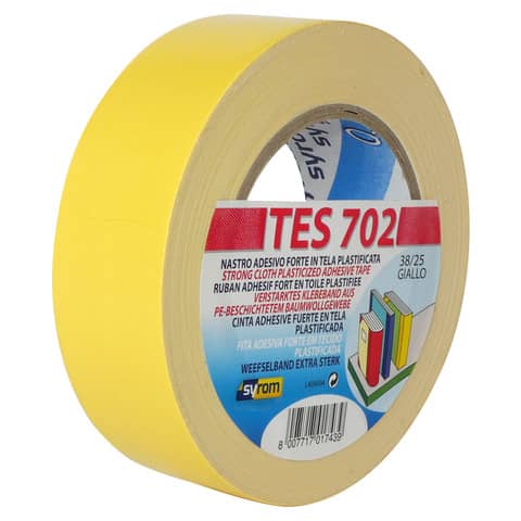 Nastro adesivo in tela Tes 702 SYROM formato 38 mm x 25 m - materiale tela plastificata giallo - 1743